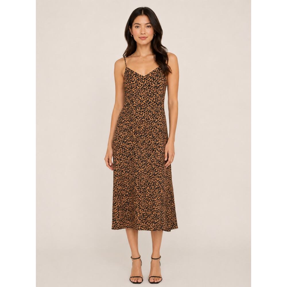 Madewell Brown and Black Leopard Slip Midi Dress